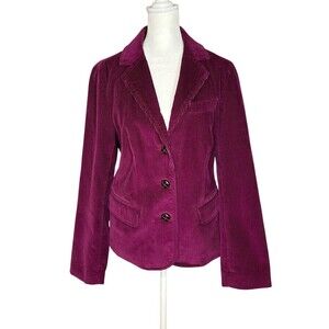 LL Bean Women's Corduroy Blazer 12 Plum Purple Fully Lined Heritage Country Vtg